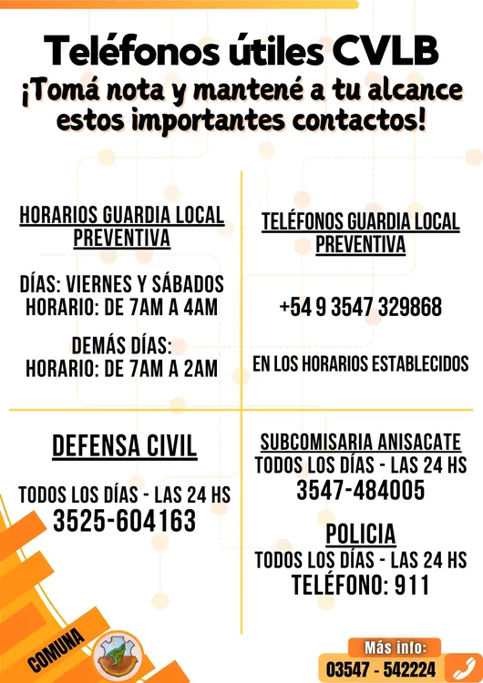 CVLB - La Comuna - Teléfonos Útiles - 28-01-2026